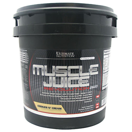 Ultimate Nutrition Muscle Juice Revolution 2600 Weight Gainer, Muscle Recovery with Glutamine, Micellar Casein and Time Release Complex Carbohydrates, Cookies N Cream Powder, 11.1 Pounds