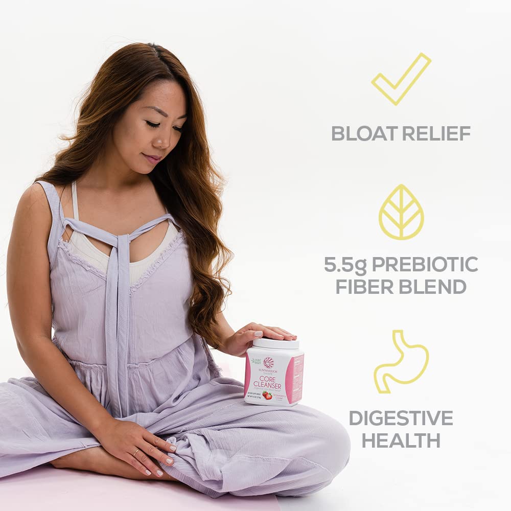 Sunwarrior Plant-Based Prebiotic Fiber Blend Powder | Probiotic Enzymes Sunfiber Soy Free Sugar Free Gluten Free Dairy Free | Strawberry Cooler 30 Servings | Shape Core Cleanser