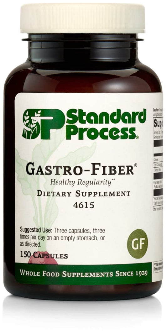 Standard Process Inc. Gastro-Fiber - Whole Food Digestion and Digestive Health, Indigestion, and Cramps with Collinsonia Root, Apple Pectin, and Fennel Seed - 150 Capsules