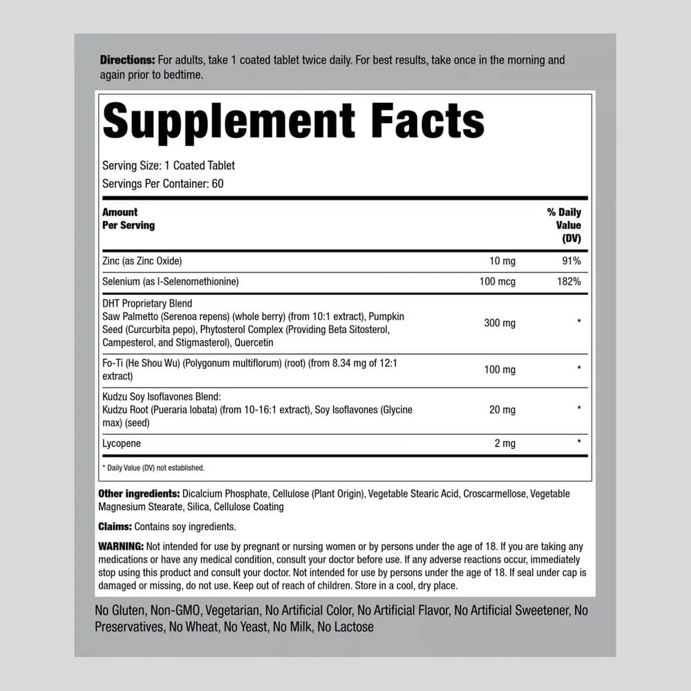 Piping Rock DHT Advanced Hair Formula | 60 Tablets | for Men and Women | Non-GMO, Gluten Free Supplement