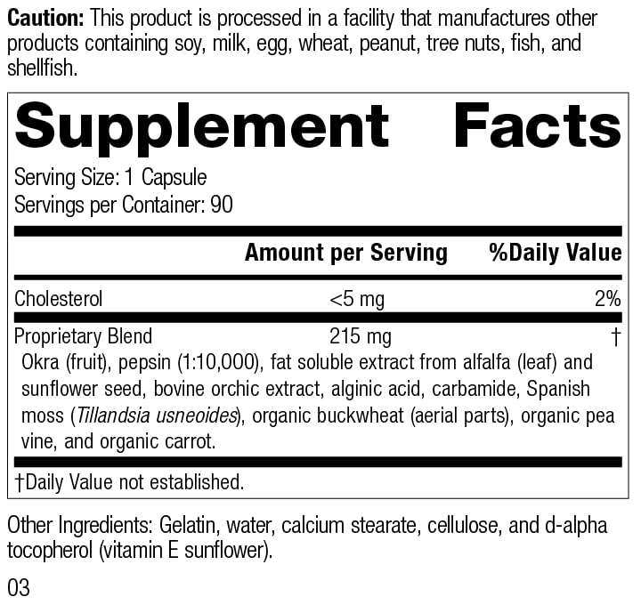 Standard Process Inc. Okra Pepsin E3 - Whole Food Digestive Health, Cholesterol, Bowel and Bowel Cleanse with Pepsin, Alfalfa, Spanish Moss, Buckwheat and Okra, Gluten Free - 90 Capsules