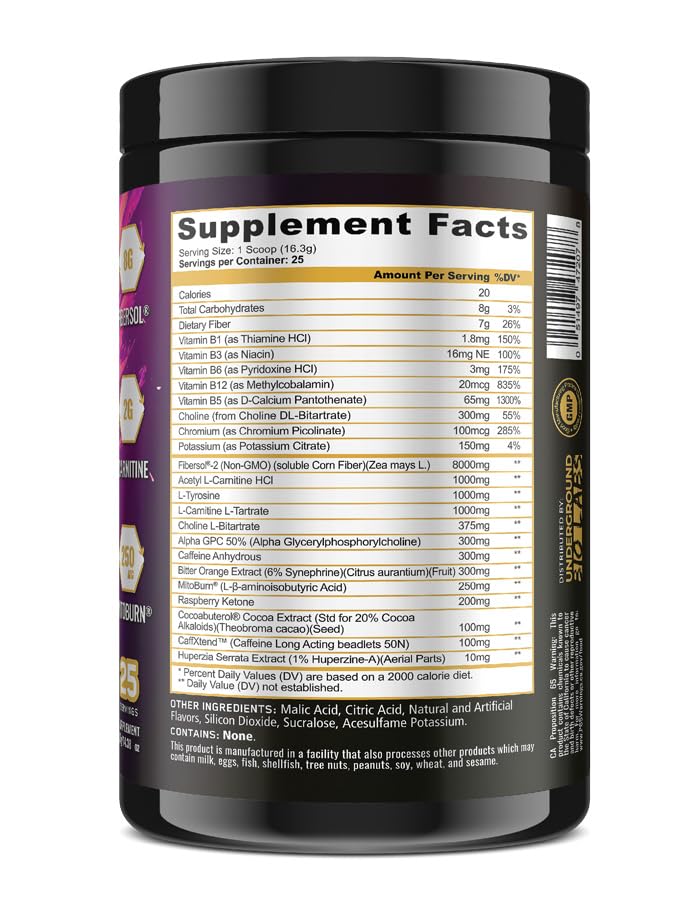 Underground Bio Labs: Panda Burn MAX Enhance Your Strength, Energy, Focus with Dual Source Caffiene (350mg), Alpha GPC, and MitoBurn® (Pink Lemonade)(25 Servings)