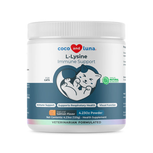 L-Lysine Supplement for Cats 900mg/scoop - Cat Supplement for Sneezing and Runny Nose, Cold, Immune Support, Eye Function, and Respiratory Health - Lysine Powder