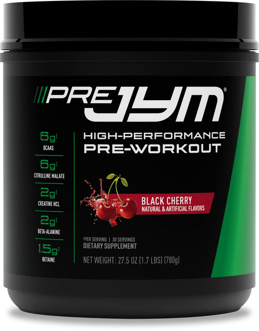 JYM Supplement Science Pre JYM Black Cherry Pre Workout Powder for Men & Women, BCAAs, Nootropics, Creatine HCI, Citrulline, Beta-Alanine, Betaine, Taurine, Huperzine, 30 Servings