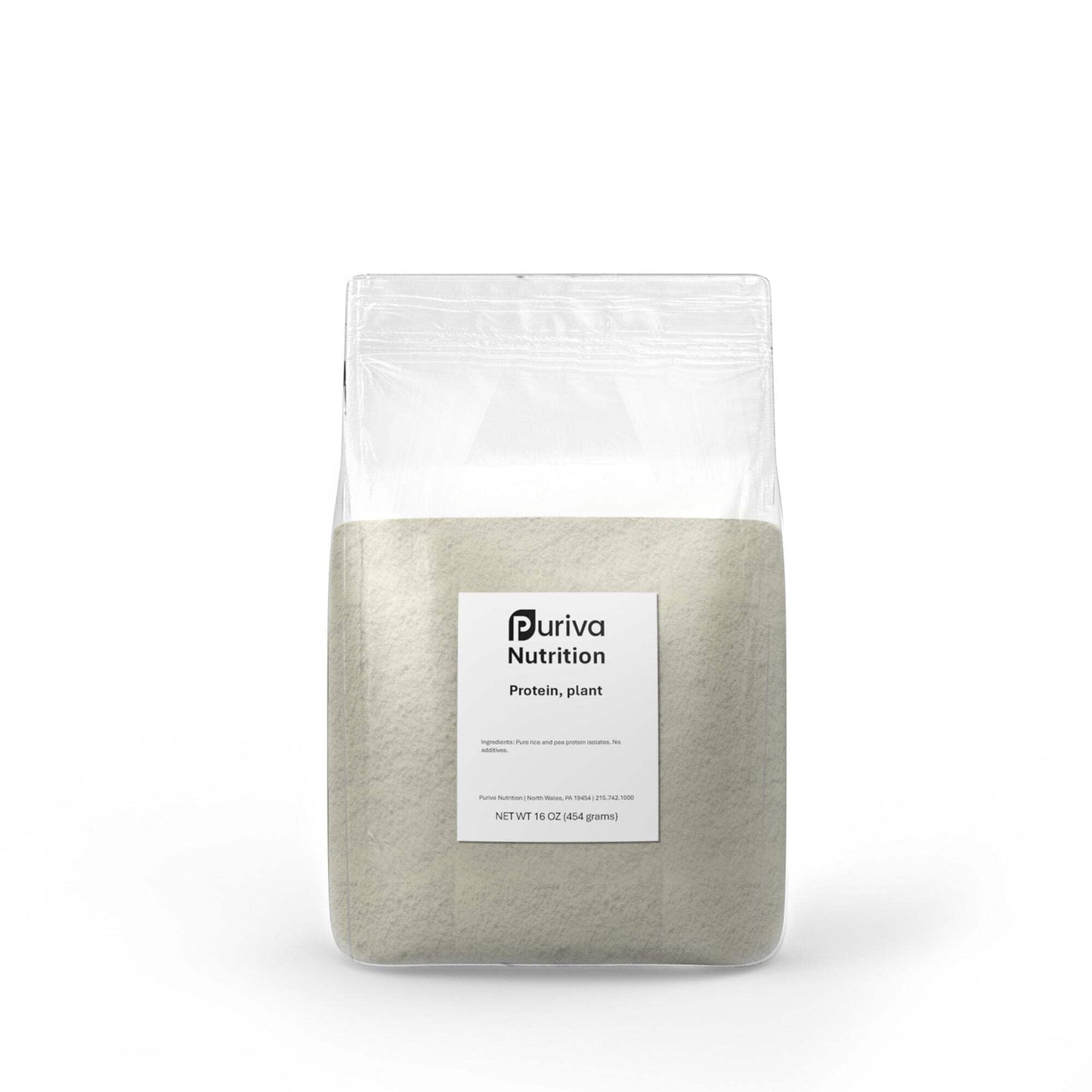 Puriva Nutrition Protein Powder, Plant, Plain, 1 Pound