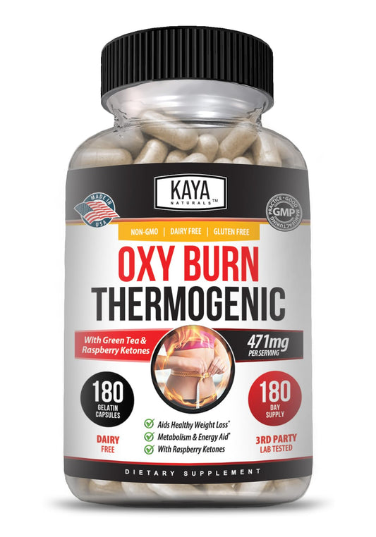 Kaya Naturals Oxy Burn - Thermogenic Herbal Formula for Active Living - Non-GMO & Gluten-Free - 180 Count