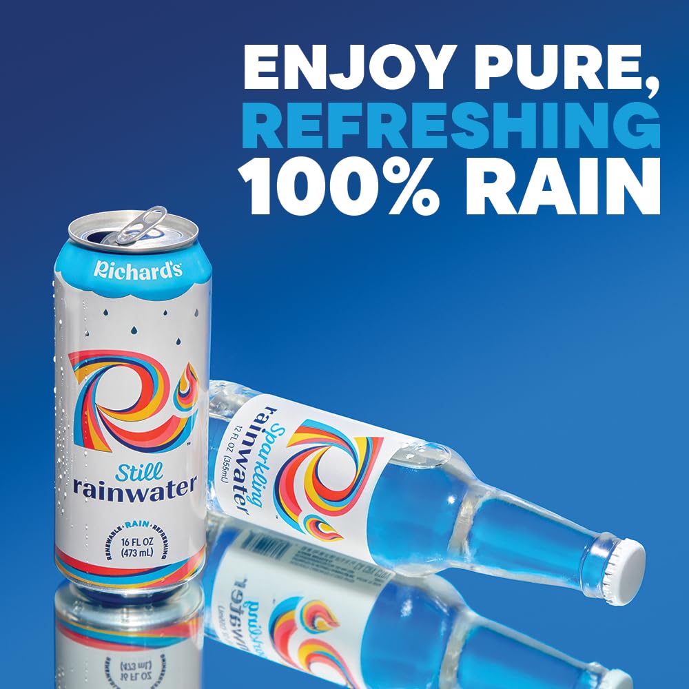 Richards Rainwater Still Canned Water 100 Rain Naturally Purified Drinking Water 16 fl oz Aluminum Cans Pack of 12