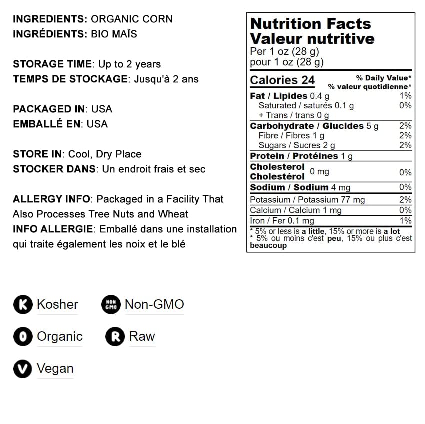 Food to Live Organic Super Sweet Corn 8 Ounces  FreezeDried Kernels NonGMO Kosher Healthy Snack Bulk Grown in the USA