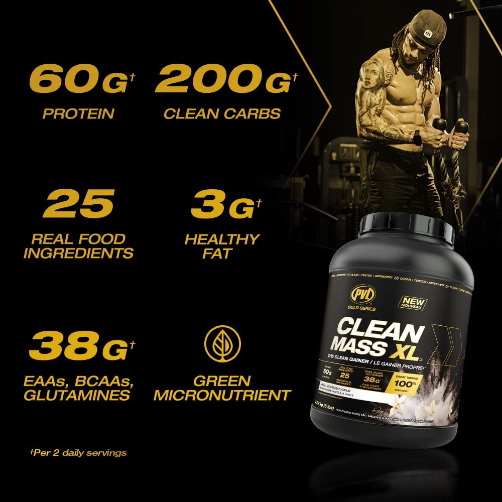 PVL Gold Series - Clean Mass XL - The Clean Muscle Mass Gainer - 5 LB - Vanilla Ice Cream