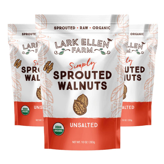 Lark Ellen Farm Unsalted Walnuts Raw Sprouted Healthy Snack Keto Certified USDA Organic GlutenFree Vegan Individual Whole Nuts 10 Oz 3 Pack