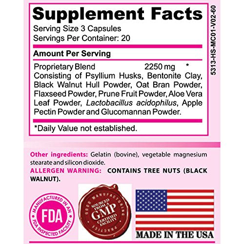Lady Soma Fiber Cleanse for Women with Probiotics, 60 Capsules