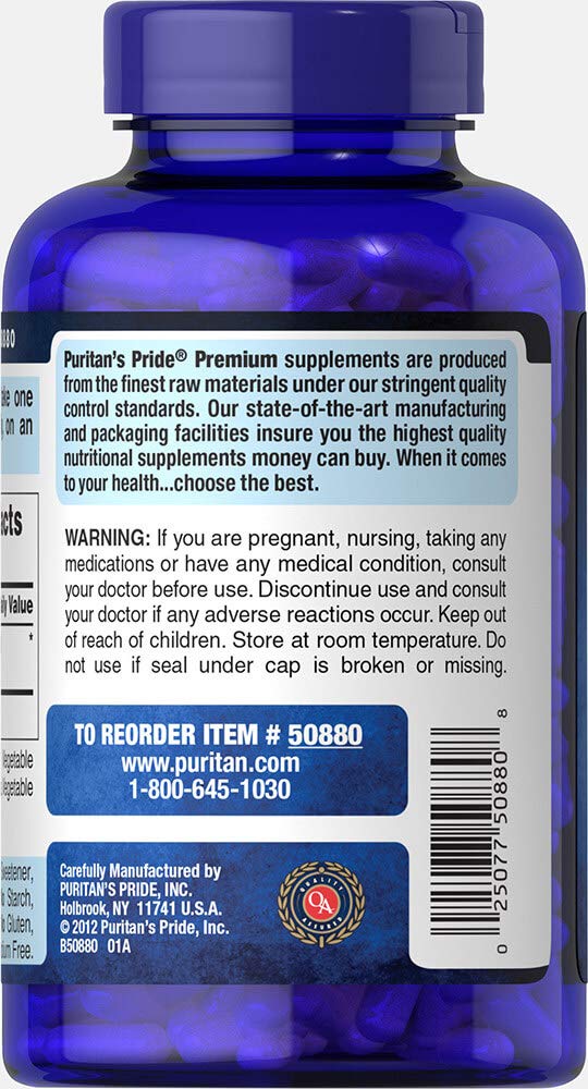Puritan's Pride L-Arinine 1000mg, Dietary Supplement Supports Nitric Oxide Levels and Heart and Circulatory Heath, 100 Day Supply, 100 Tablets