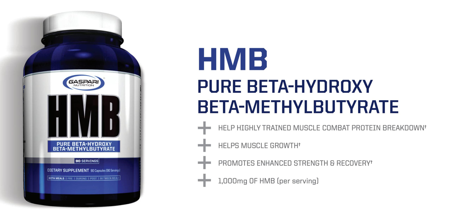 Gaspari Nutrition HMB, Pure Beta-Hydroxy Beta-Methylbutyrate, Help Muscle Growth, Promotes Strength and Recovery, Combats Muscle Breakdown, 1,000 mg of HMB (90 Servings)