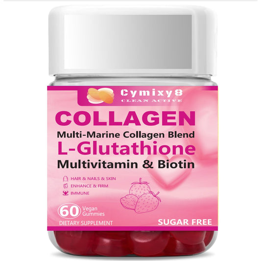 Cymixy8 Glutathione Biotin Collagen Glow Gummies, Extra-Strength L-Glutathione & Colageno Hidrolizado for Women & 10000mcg Biotin & Multivitamin for Women for Hair Skin Nail