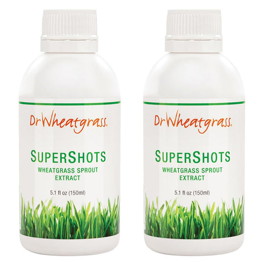 Dr Wheatgrass (Pack of 2) Supershots(30 Day Supply) - Wheatgrass Extract in a Bottle, Stronger Than Fresh Wheatgrass Juice and Powder
