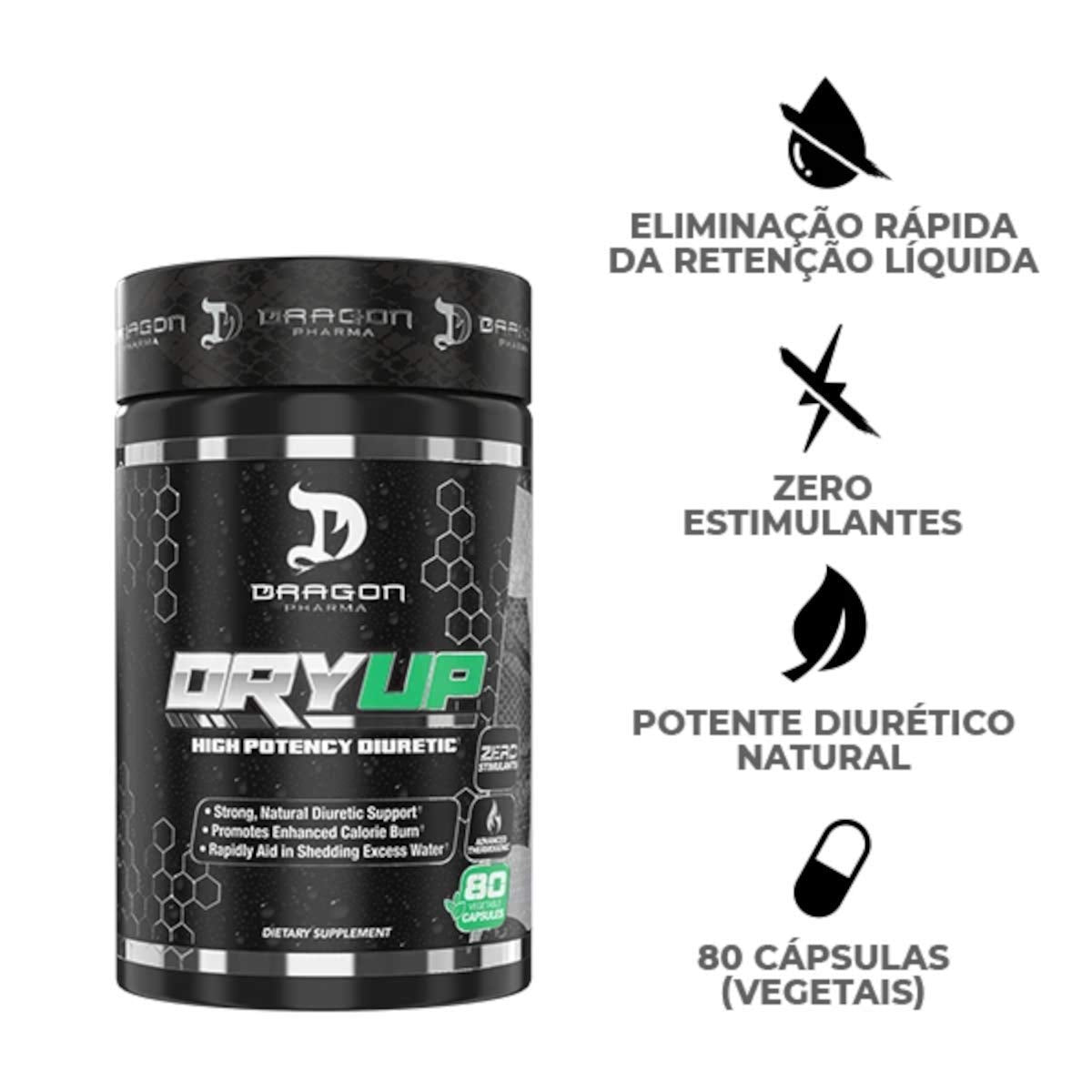 DRAGON PHARMA DryUp, High Potency Diuretic & Thermogenic Matrix, Flexible Use, Stim-Free Supplement, Perfect to Prepare for Competition or Photoshoots (80 Capsules)