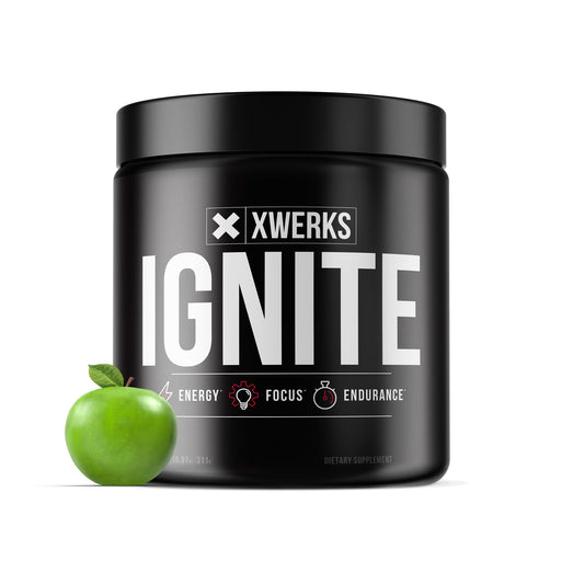 Xwerks Ignite Green Apple Pre Workout Powder, Natural Keto Pre-Workout for Women and Men with Explosive Energy, Gluten Free Preworkout Blend for Endurance Stamina, 150 mg Caffeine 30 Servings