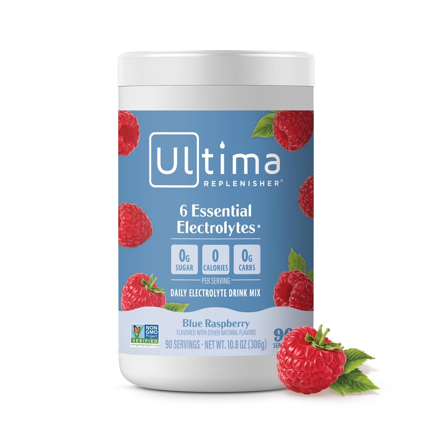 Ultima Replenisher Daily Electrolyte Powder Drink Mix - Blue Raspberry, 90 Servings - Hydration Powder with 6 Electrolytes and Minerals - Keto Friendly, Vegan, Non-GMO and Sugar-Free