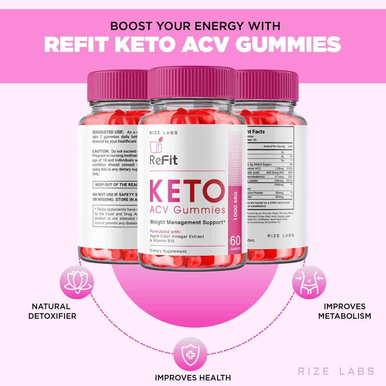 rize labs - Refit Keto ACV Gummies for Advanced Weight Loss with Apple Cider Vinegar, Supplement, Helps in Reducing Belly Fat, for Extra Strength (120 Gummies)