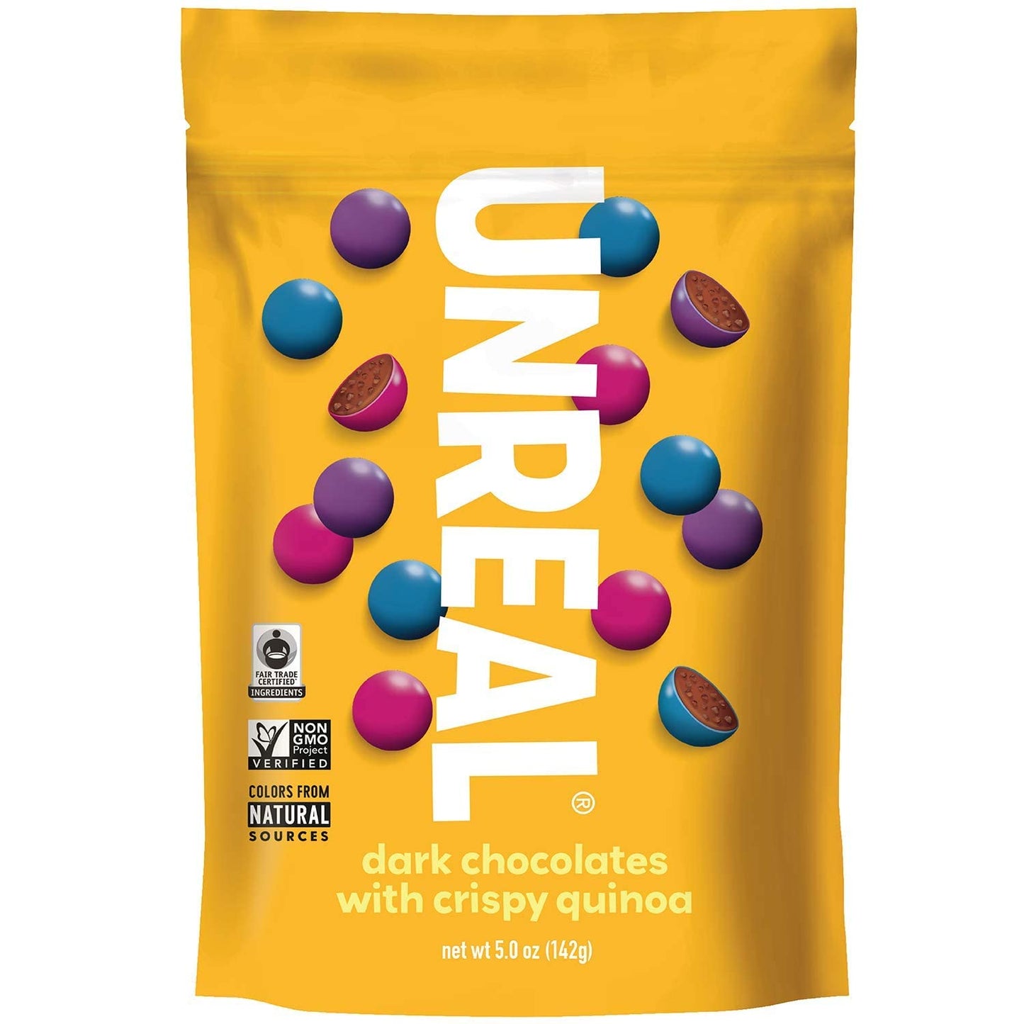 Unreal Candy Coated Chocolate Crispy Quinoa Gems Bag 5 Ounce
