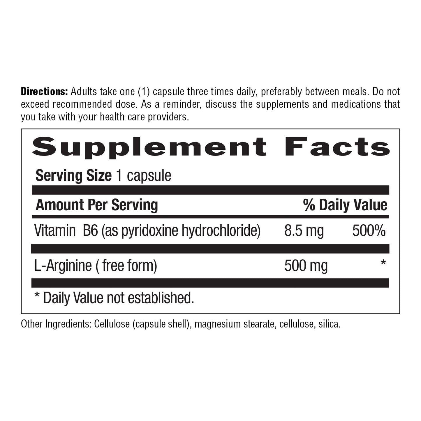 Country Life L-Arginine Caps with Vitamin B-6, 500mg, 100 Vegan Capsules, Certified Gluten Free, Certified Vegan