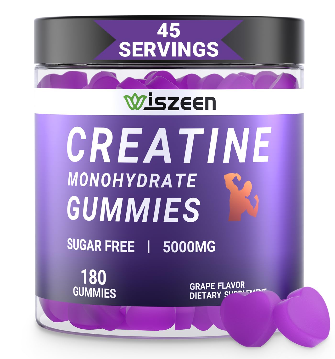 Sugar Free Creatine Monohydrate Gummies for Men Women, Creatine Monohydrate Gummy with L-Taurine, Alpha GPC, Vitamin B12