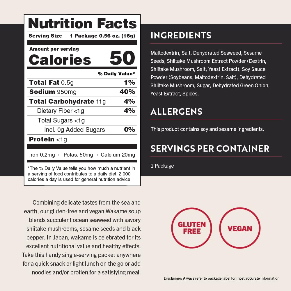 SanJ  Wakame Soup  Authentic Japanese Soup Mix  056 oz Packets  12 Pack