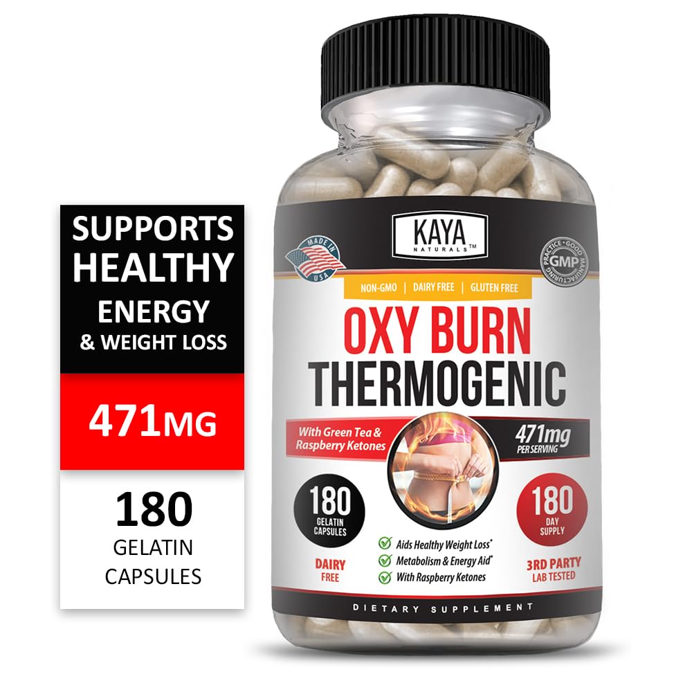 Kaya Naturals Oxy Burn - Thermogenic Herbal Formula for Active Living - Non-GMO & Gluten-Free - 180 Count