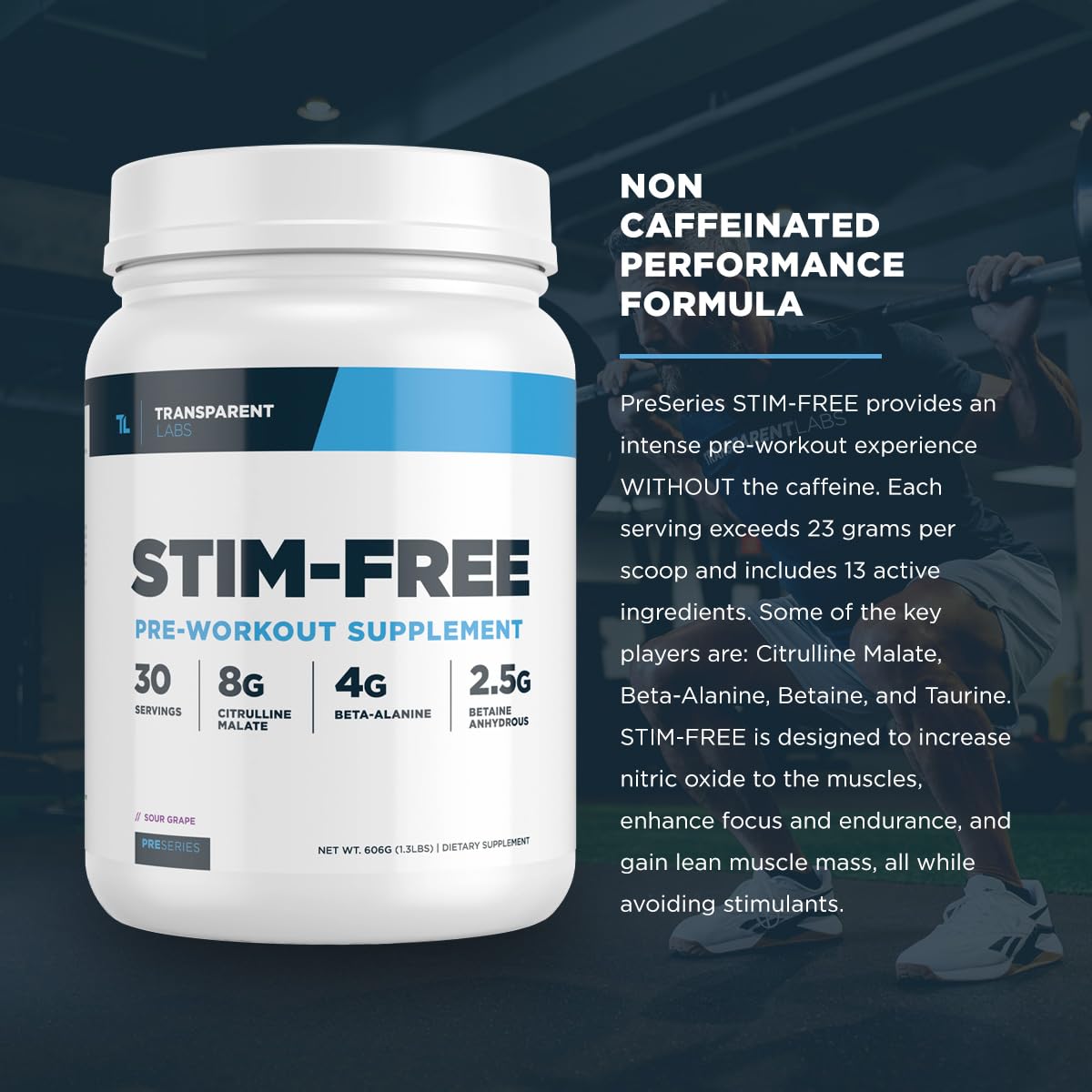 Transparent Labs Stim-Free Pre-Workout - Caffeine & Stim Free Pre Workout Powder for Men and Women with Beta Alanine Powder, Citrulline Malate, & elevATP - 30 Servings, Strawberry Lemonade
