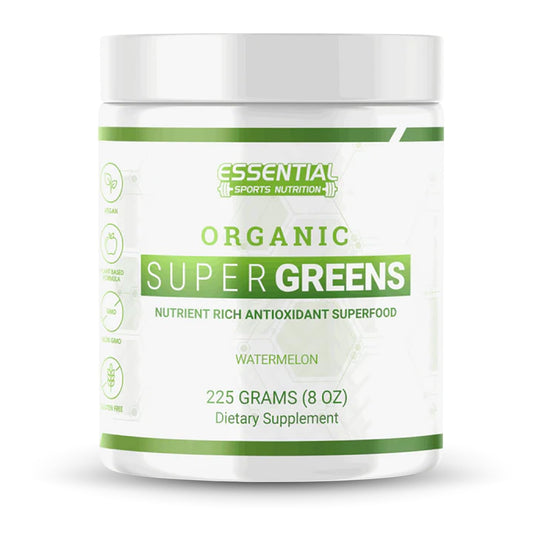 Essential Sports Nutrition Organic Super Greens Powder - Nutrient-Dense Blend for Energy, Detox & Immune Support, USDA Organic, Non-GMO, Vegan-Friendly