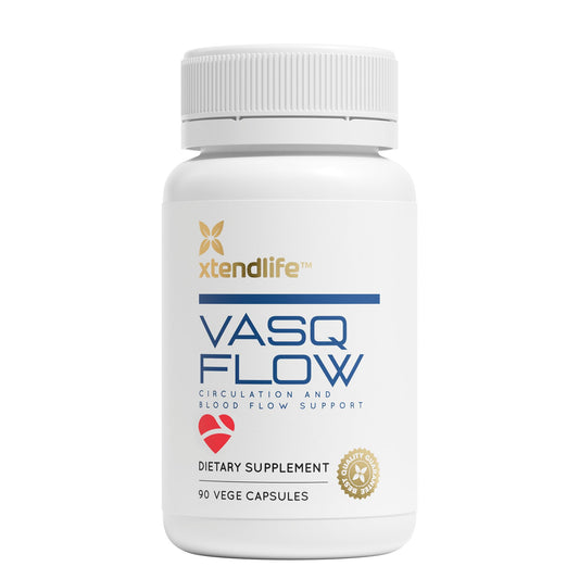 Xtendlife VasQFlow Natural Nitric Oxide Booster Supplement - Circulation & Blood Flow Support with Red Spinach Extract & Aged Garlic - Energy, Heart Health, Muscle Support - 1 Month Supply (90 Count)