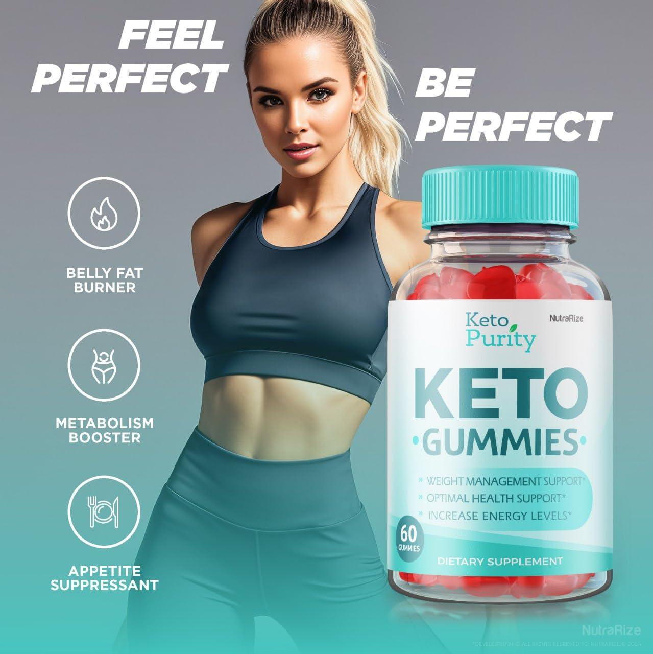 NutraRize (Pack of 2 Keto Purity Keto Gummies for Advanced Weight Loss, Keto + ACV Gummy, Maximum Strength Dietary Supplement, Gomitas Reviews (120 Gummies)