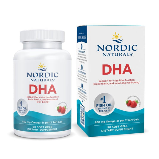 Nordic Naturals DHA, Strawberry - 90 Soft Gels - 830 mg Omega-3 - High-Intensity DHA Formula for Brain & Nervous System Support - Non-GMO - 45 Servings