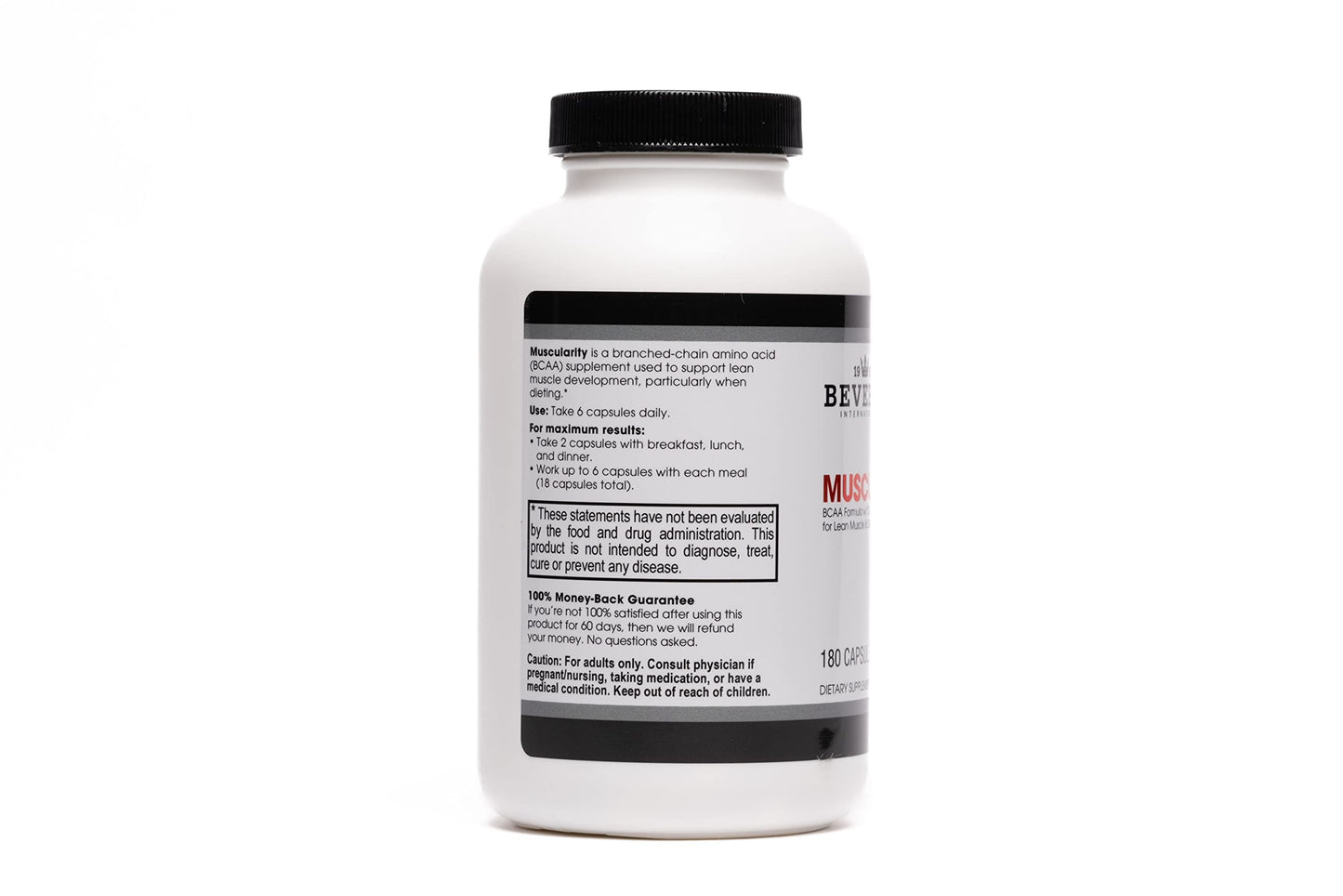 Beverly International Muscularity Specialty BCAA Formula, 180 Capsules. Branched Chain Amino Acids + Chromium Picolinate, B6-B12. Improves Energy Metabolism - Muscle Recovery - Muscle Guard.