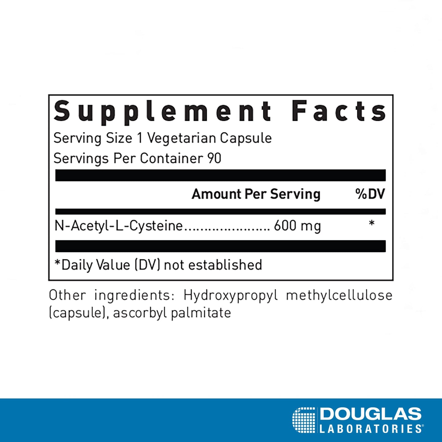 Douglas Laboratories N-Acetyl-L-Cysteine 600 mg | Glutathione Precursor for Antioxidant Protection | 90 Vegetarian Capsules