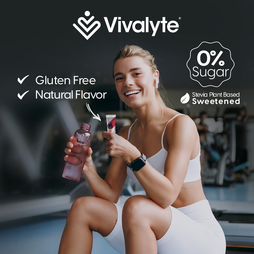 Vivalyte Electrolyte Powder No Sugar Stevia Sweetened 100% Natural Hydration Packets - 20 Count | Sodium, Potassium Citrate & Magnesium L-Threonate (5.64, Variety Pack)