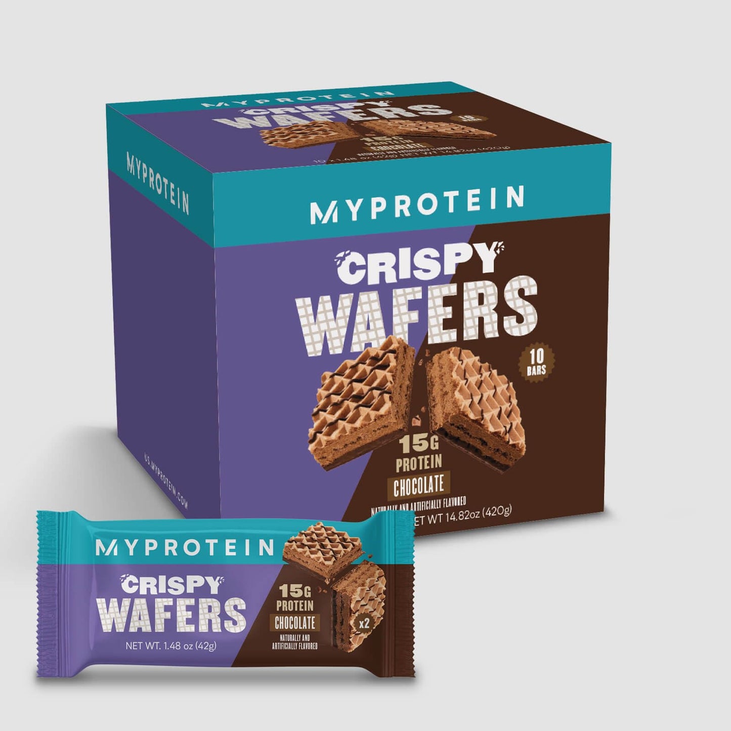 Myprotein Protein Bars Crispy Protein Wafers 15g High Protein Snacks Box of 10 Chocolate Wafers Packs Milk  Whey Protein Isolate Light  Crunchy Snack Bars Delicious Protein Bar Squares