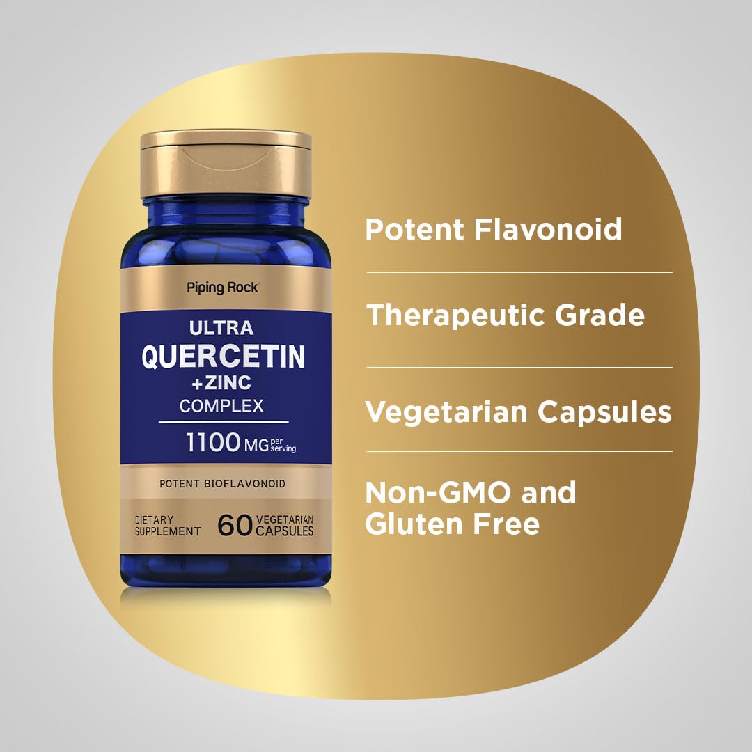 Piping Rock Quercetin Zinc Complex | 1100 mg | 60 Capsules | Non-GMO, Gluten Free Supplement