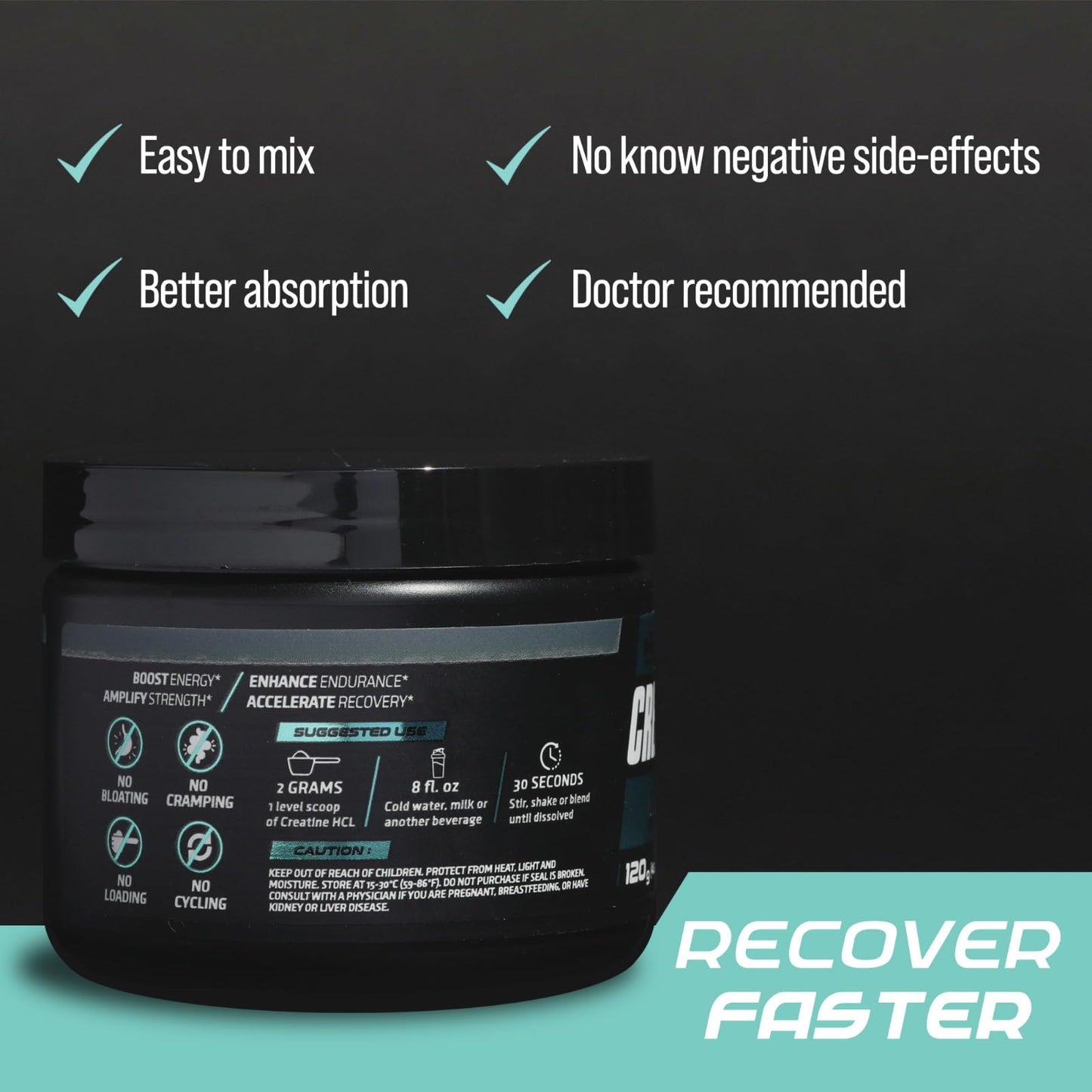 PrimeGENIX Creatine HCL Powder | Instant Creatine for Men in Their 40s, 50s and Beyond | Enhanced Solubility and Absorption for Peak Performance and Faster Recovery | Unflavored - 60 Servings