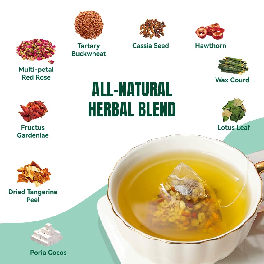 NXQ Oil Cleansing Tea (60 Bags) - Winter Melon, Lotus Leaf, Cassia Seed,Poria, Green Tea & More - Traditional Natural Herbs for Health