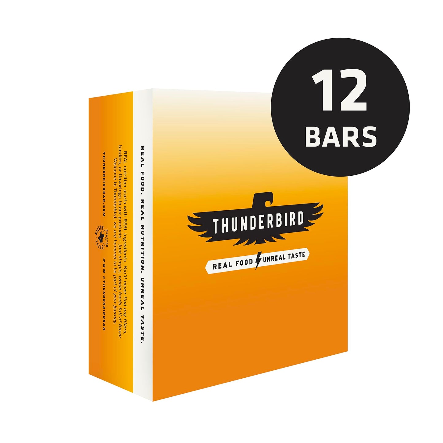Thunderbird Bars Energy Snack, Gluten-Free with Protein, Healthy Real Food, Vegan Non-GMO, No Added Sugar, Crunchy Peanut Butter (12 Count, 1.7 oz. Bars)
