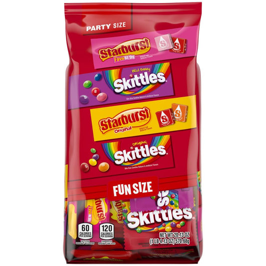 SKITTLES Original SKITTLES Wild Berry  STARBURST Original and STARBURST FaveReds Fun Size Chewy Candy Variety Bag Party Size 2013 Oz Bulk Bag