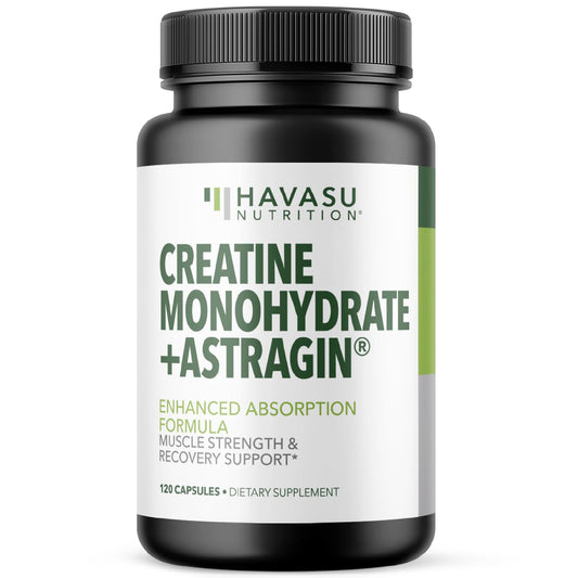 Micronized Creatine Monohydrate Capsules with AstraGin - Supports Muscle Strength, Energy, and Recovery - 120 Count - Enhanced Absorption Formula - 3g Per Serving - Vegan and Non-GMO - Month Supply