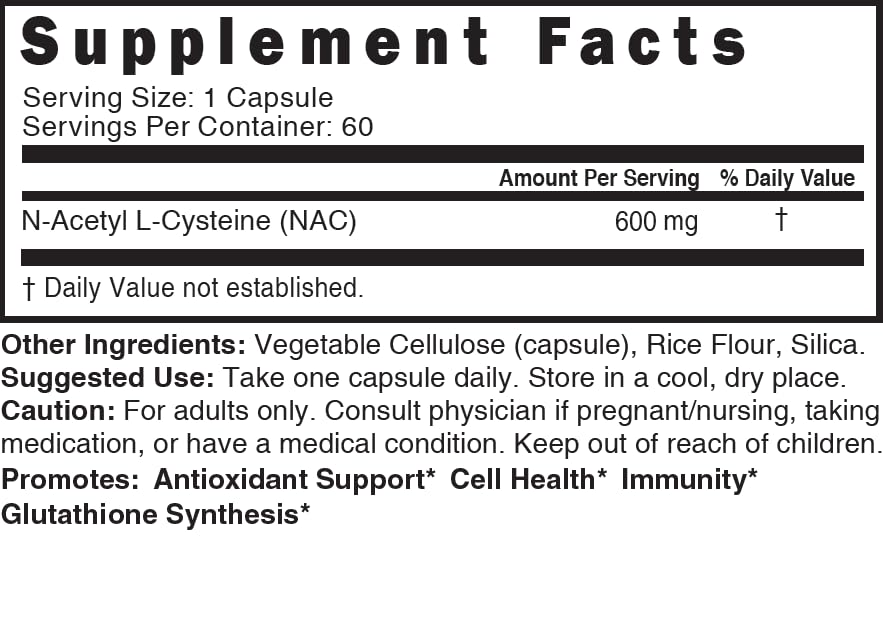 Nature's Fusions NAC Supplement N-Acetyl Cysteine - NAC 600 mg - Anti Aging Supplement, Antioxidant Supplement, Liver and Lung Support, Boost Glutathione - N Acetyl Cysteine (60 Capsules)
