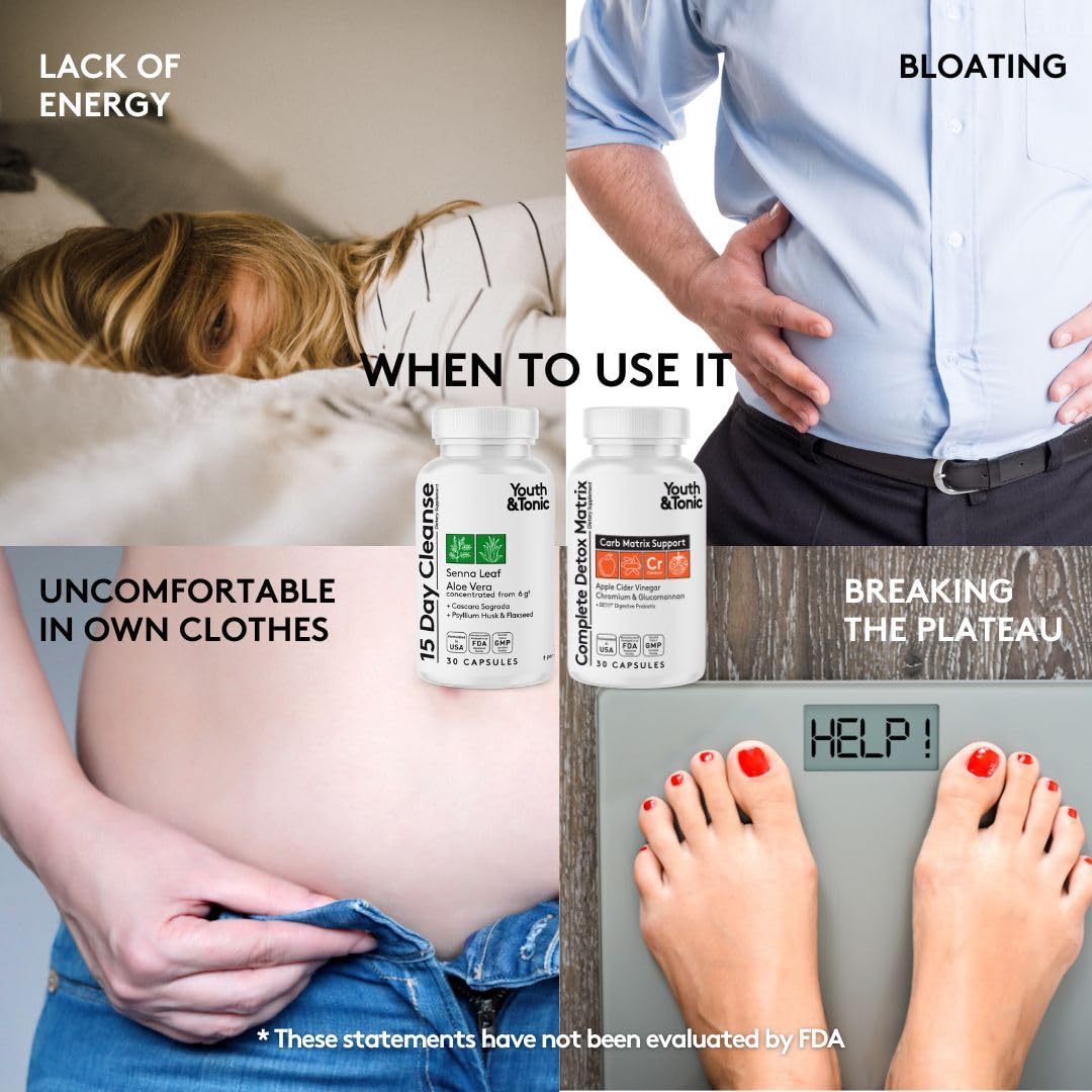 3pk Detox Cleanse Kick Off Weight Management | Colon Cleanser + Water Loss Pills w Dandelion + ACV Full Body Detox + Probiotics | For Flat Stomach, Waistline, Metabolism, Bloating - 90 Pills