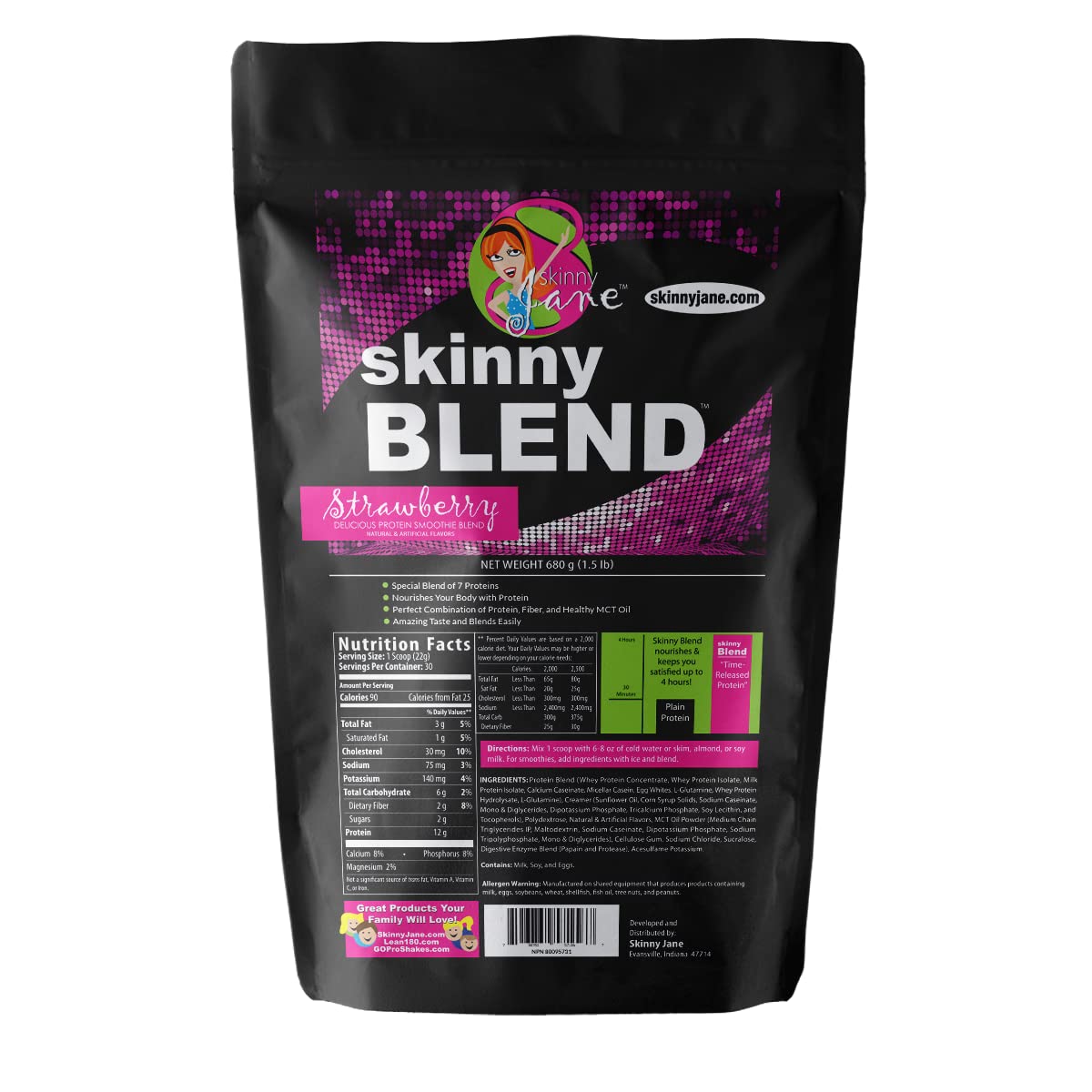 Skinny Blend | Best Tasting High Protein Shake for Women | Low Carb & Keto Friendly Meal Replacement | Satisfy Hunger & Boost Energy | Delicious Smoothie Flavor | 30 Shakes - Strawberry