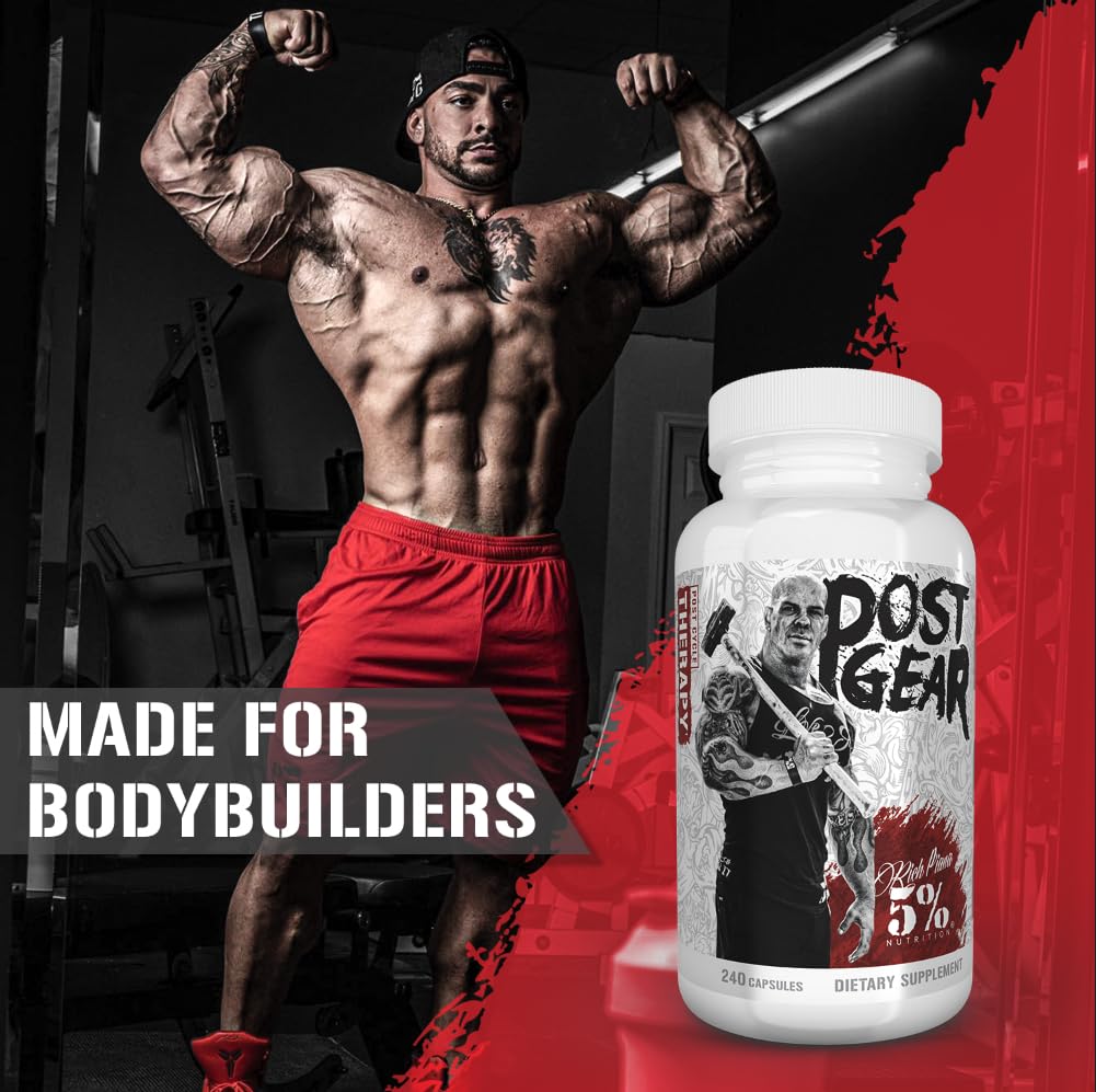 5% Nutrition Rich Piana Post Gear PCT Support Booster | Estrogen Blocker, Aromatase Inhibitor | Post Cycle Therapy Supplement | DAA, DIM, Longjack, Stinging Nettle, Milk Thistle, 240 Capsules