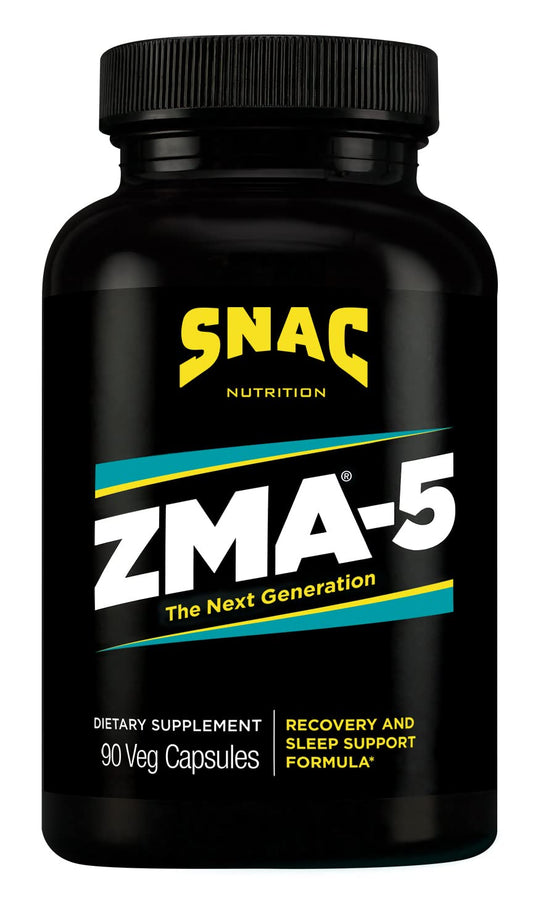 SNAC ZMA-5 Sleep Aid Supplement, Promote Muscle Recovery & Growth, Immune Support, & Restorative Sleep with Zinc, Magnesium & 5-HTP, Post Workout, Before Bed ZMA Supplements 90 Veggie Capsules