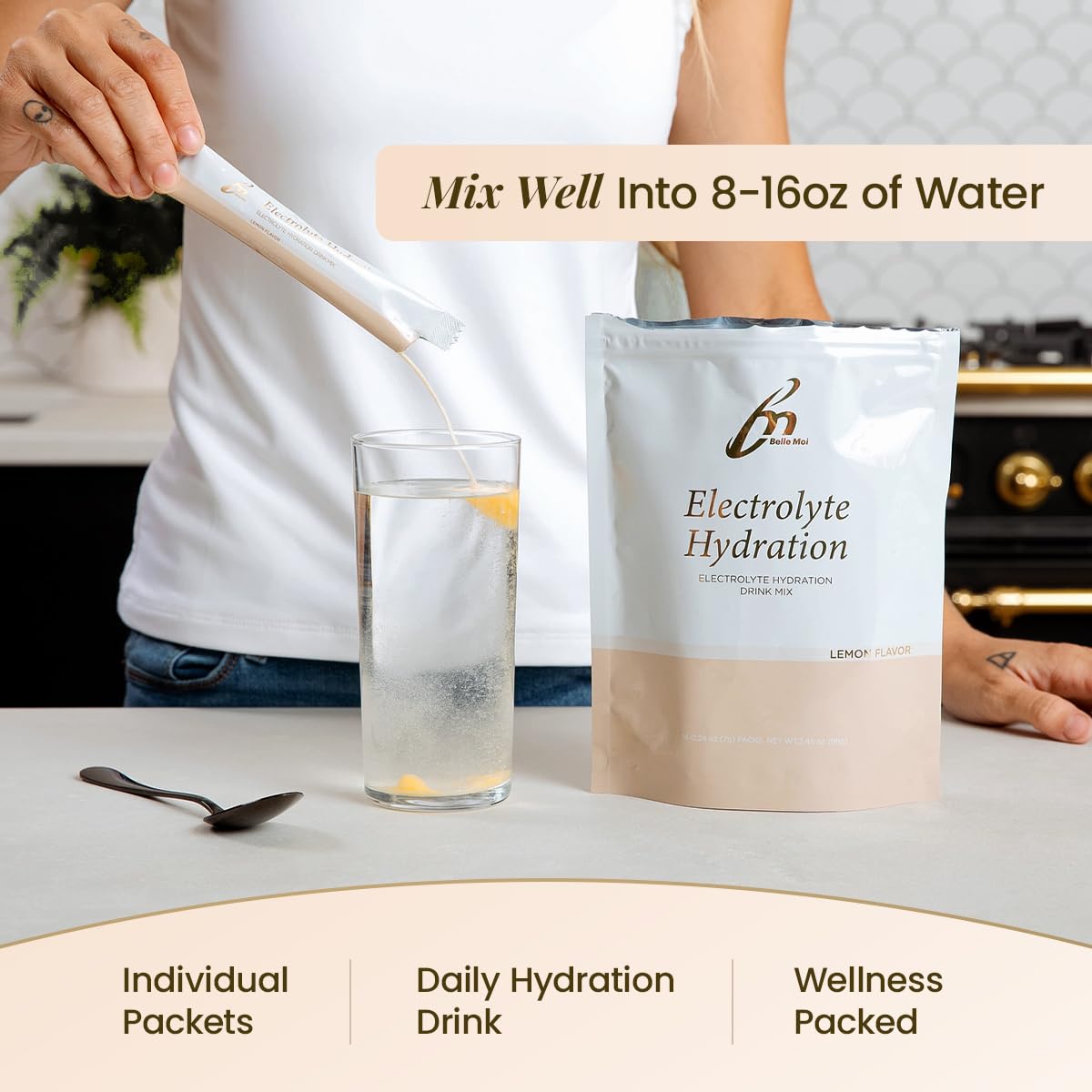 Sugar-Free Hydration - Electrolyte Hydration Packets - Hydration Powder Drink Mix (Lemon Flavor) - Health and Beauty - Non-GMO - Gluten Free - Vegan Friendly - Paleo & Keto Friendly - 10 Calories