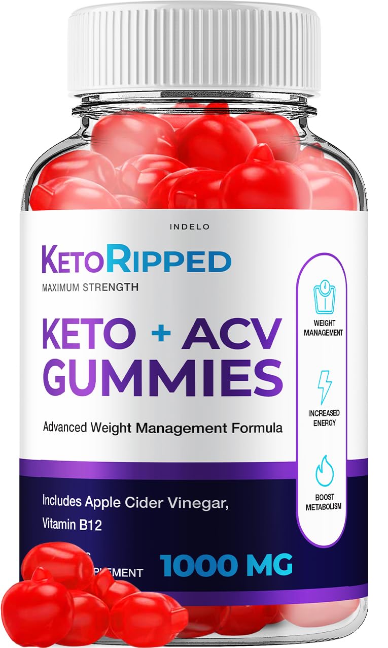 Keto Ripped ACV Gummies - Advanced Formula Ripped Keto + ACV Gummies Apple Cider Vinegar Ripped ACV Gummies Dietary Supplement Reviews Extra Strength (60 Gummies)
